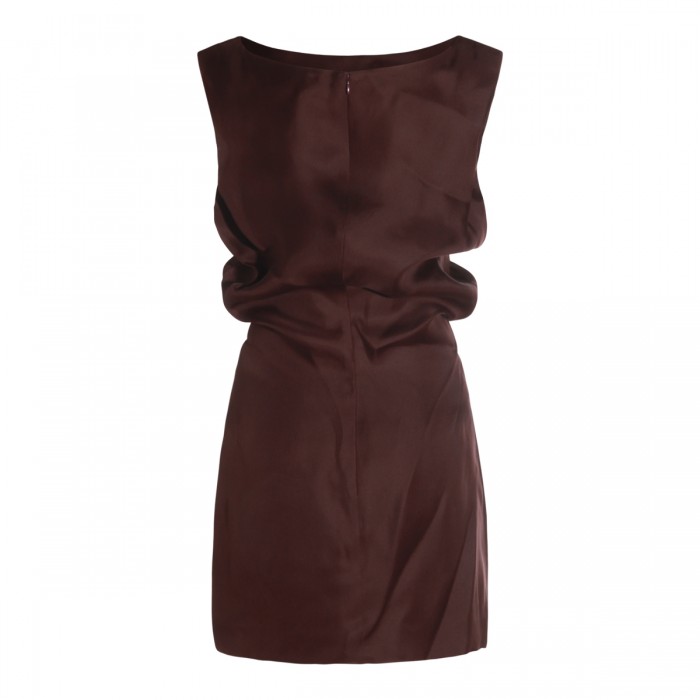 BROWN SILK MINI DRESS 2