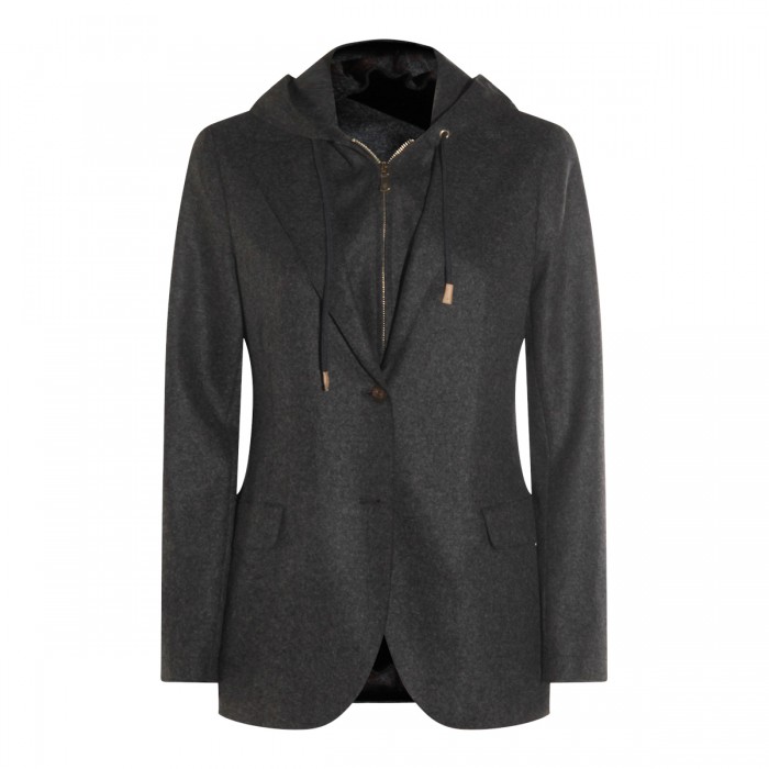 DARK GREY WOOL HODIE BLAZER