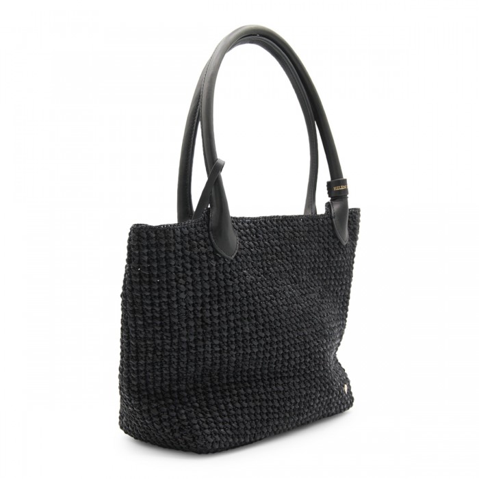 BLACK RAFFIA TOP HANDLE BAG 2