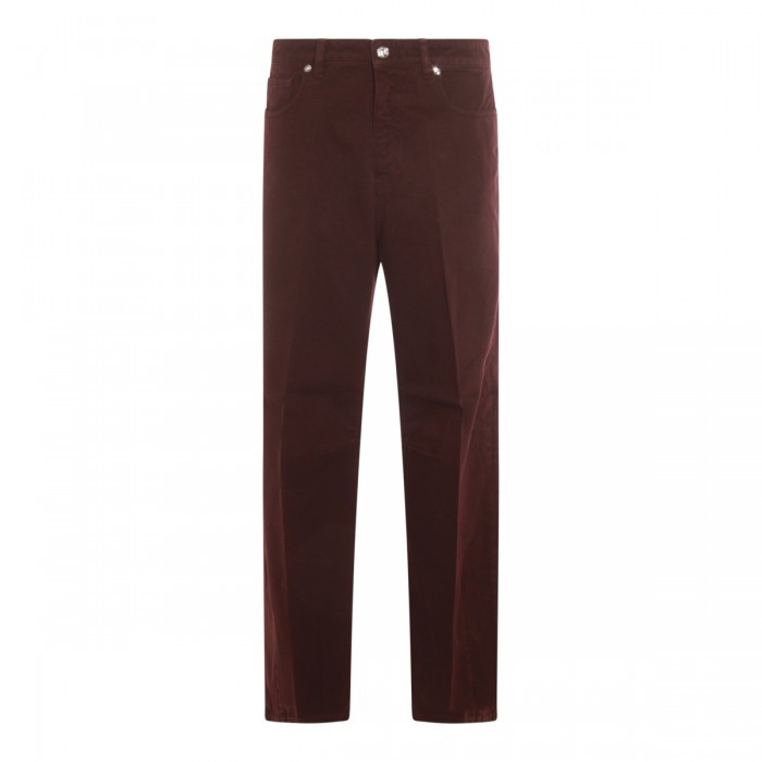 DARK RED COTTON JEANS