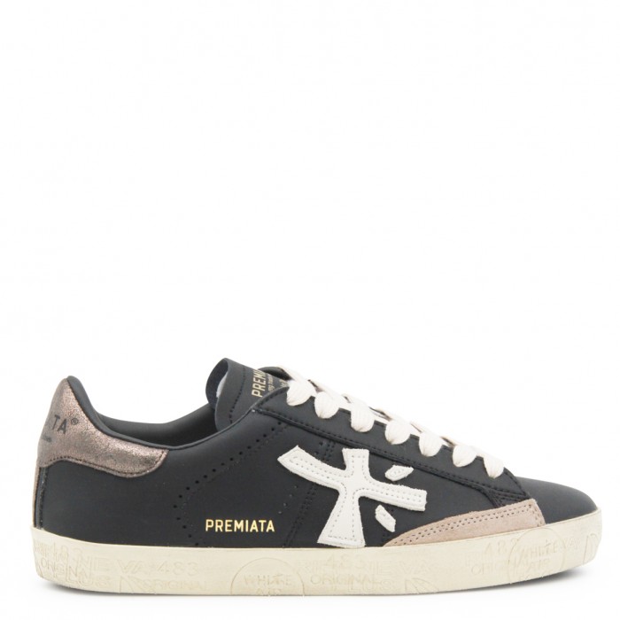 BLACK LEATHER STEVEND SNEAKERS