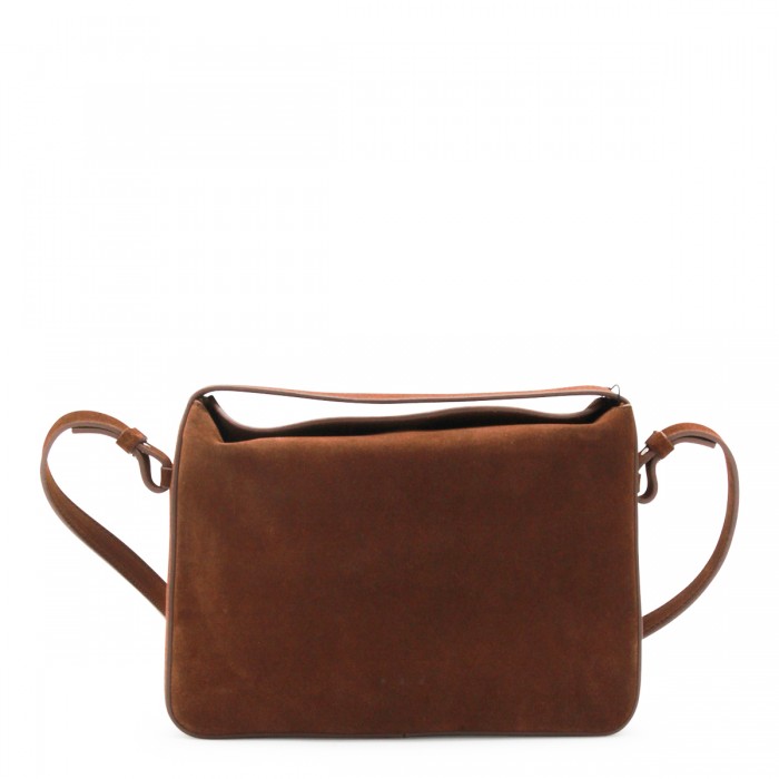 BROWN SUEDE TOP HANDLE BAG