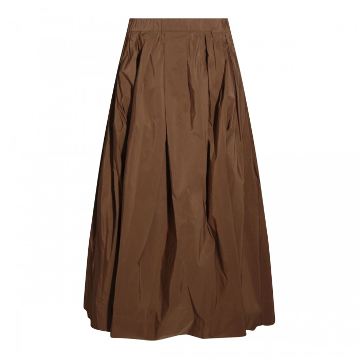 BROWN COTTON BLEND ALOE SKIRT