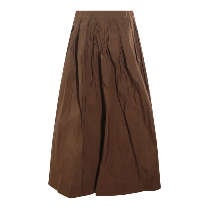 BROWN COTTON BLEND ALOE SKIRT 2