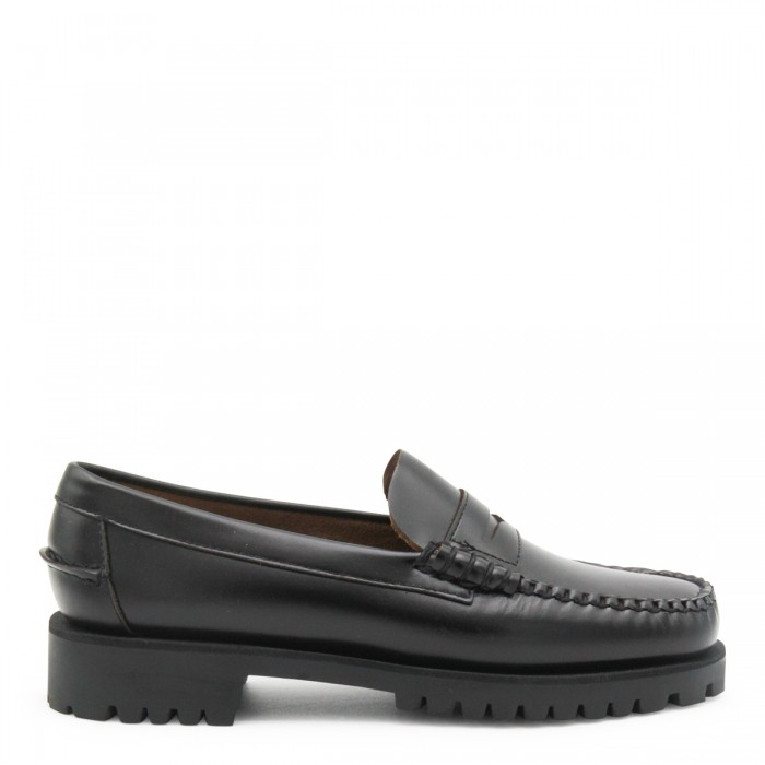 BLACK LEATHER DAN LUG LOAFERS