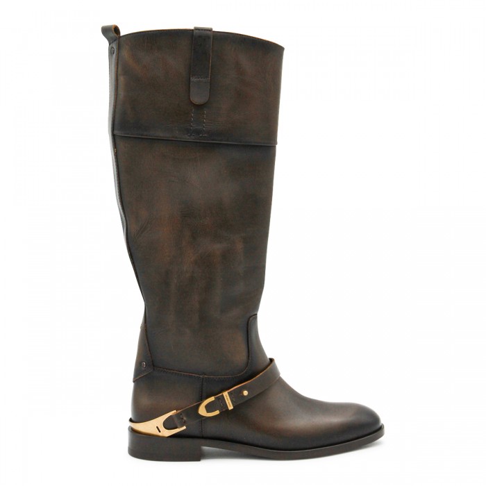 DARK BROWN LEATHER BOOTS