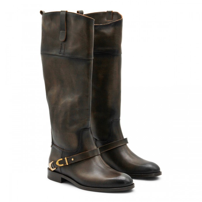 DARK BROWN LEATHER BOOTS 2