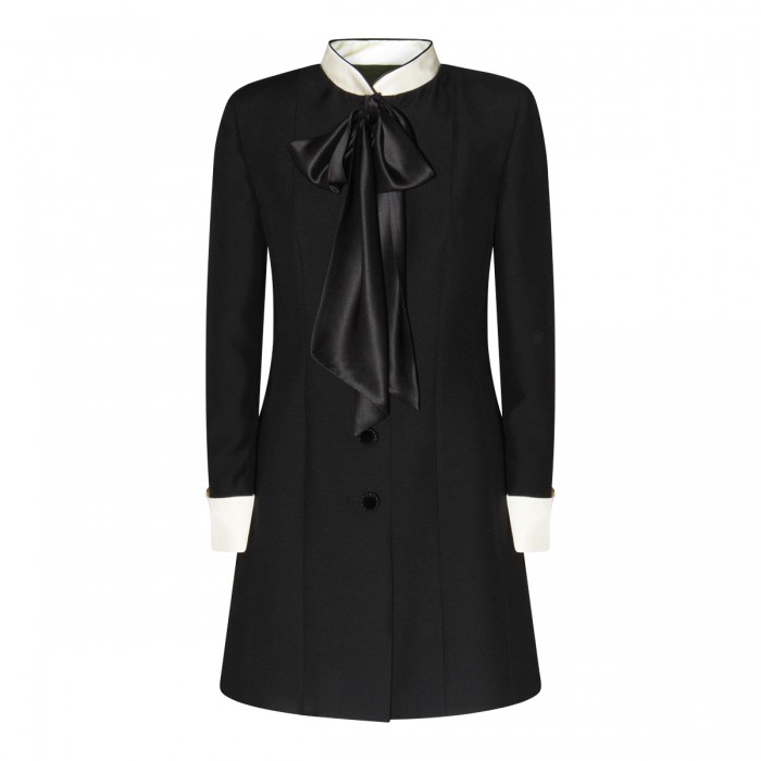 BLACK WOOL MINI DRESS