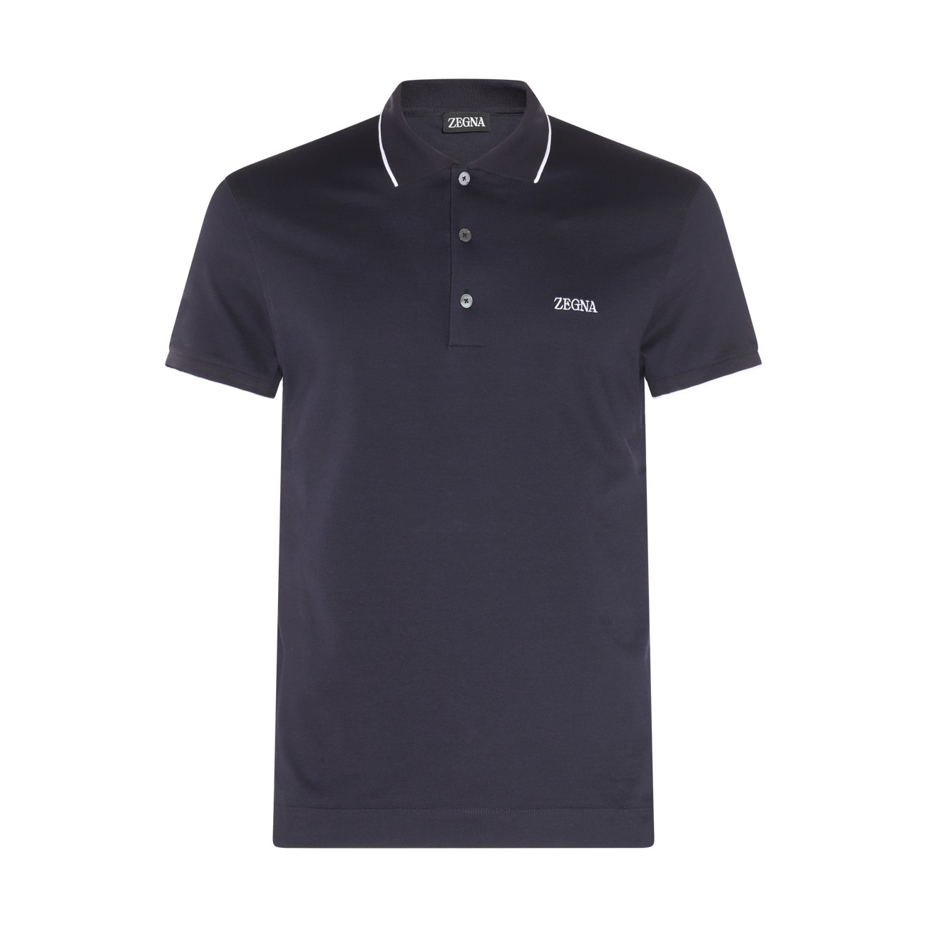NAVY BLUE AND WHITE COTTON POLO SHIRT NAVY BLUE AND WHITE COTTON POLO SHIRT