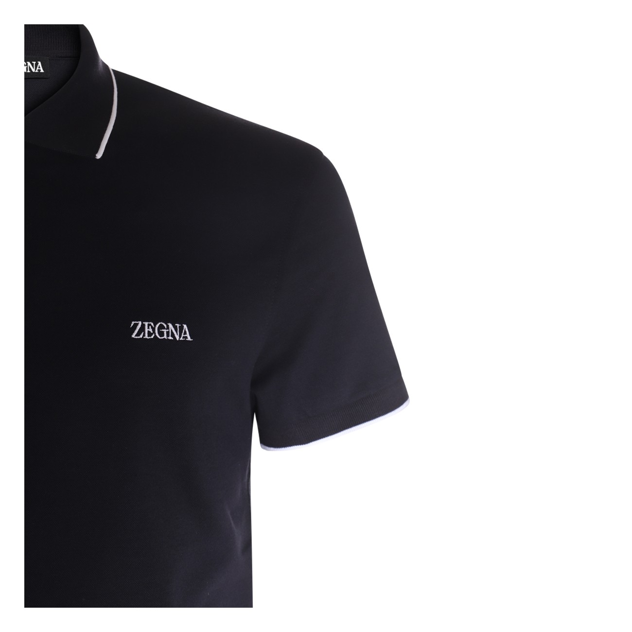 NAVY BLUE AND WHITE COTTON POLO SHIRT NAVY BLUE AND WHITE COTTON POLO SHIRT