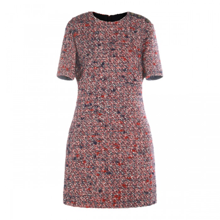 BLUE AND RED WOOL DRESS