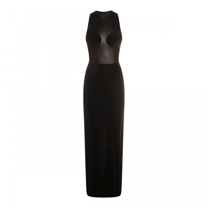 BLACK VISCOSE MAXI DRESS