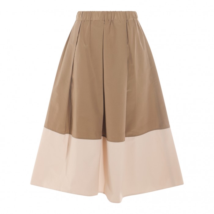 BROWN AND CREAM COTTON SKIRT