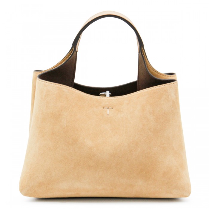 BEIGE SUEDE TOP HANDLE BAG
