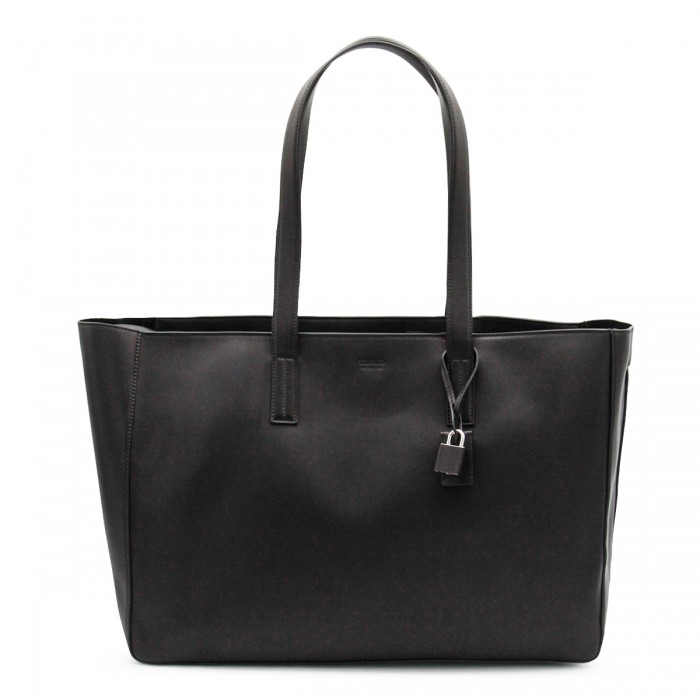 BLACK LEATHER TOTE