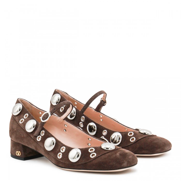 DARK BROWN LEATHER PUMPS 2