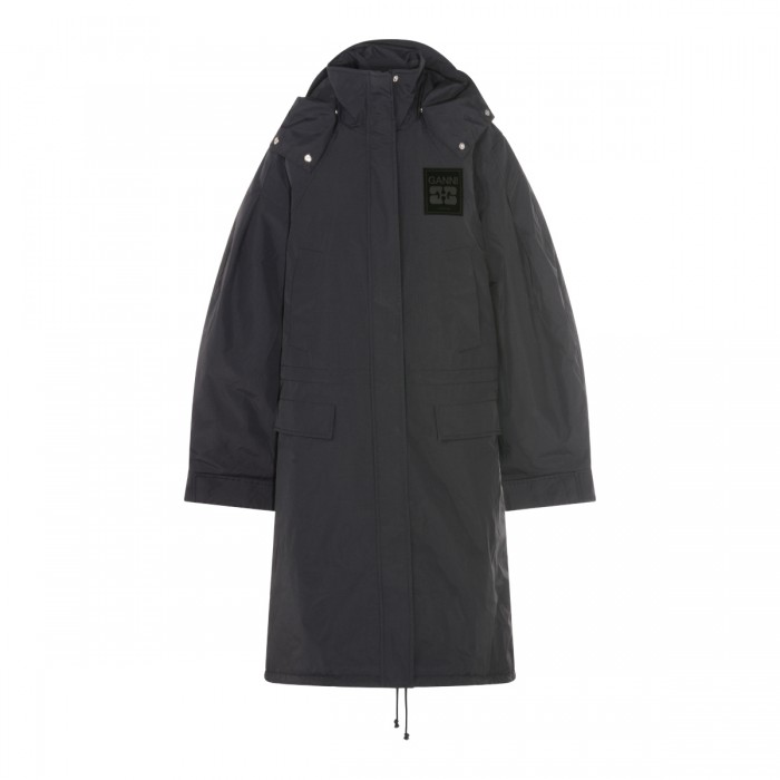 BLACK NYLON DOWN JACKET