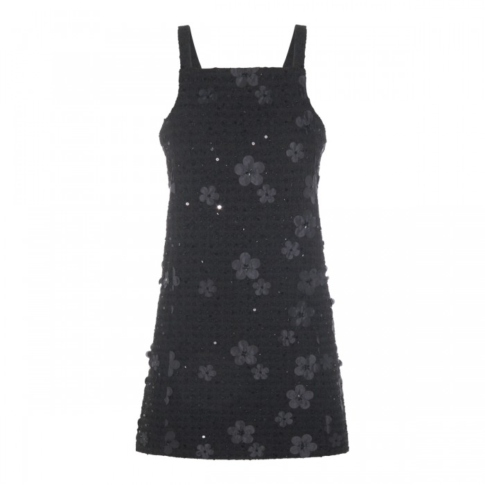 BLACK BOUCLE MINI DRESS