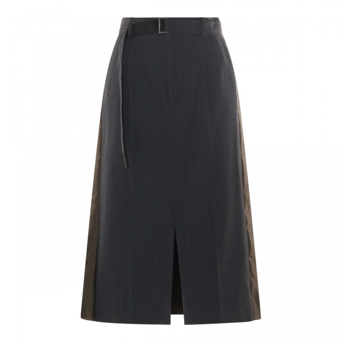 DARK GREY WOOL MIDI SKIRT