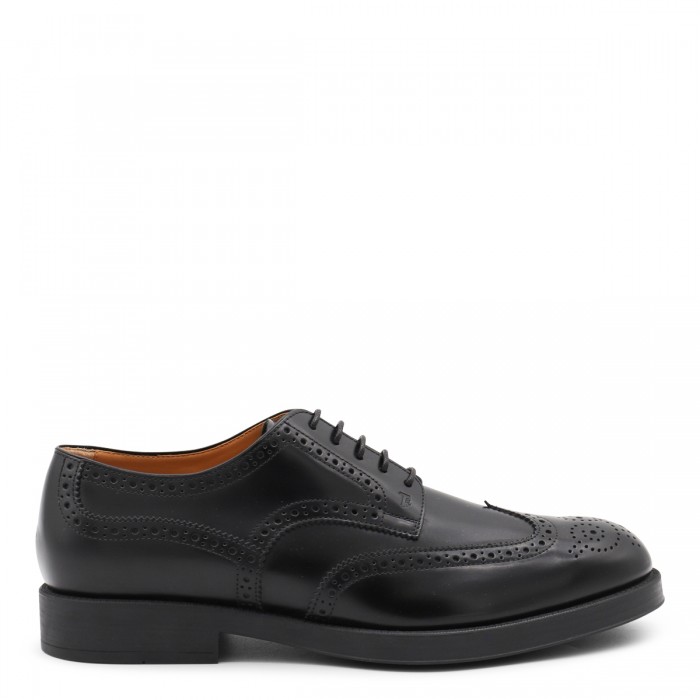 BLACK LEATHER LACE UP SHOES