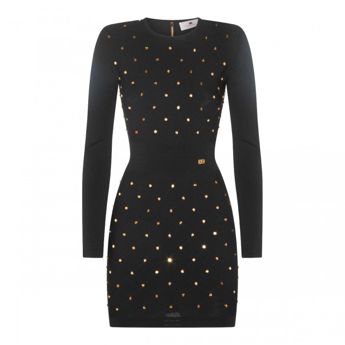 BLACK VISCOSE MINI DRESS
