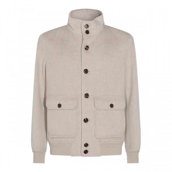 BEIGE CASHMERE CASUAL JACKET