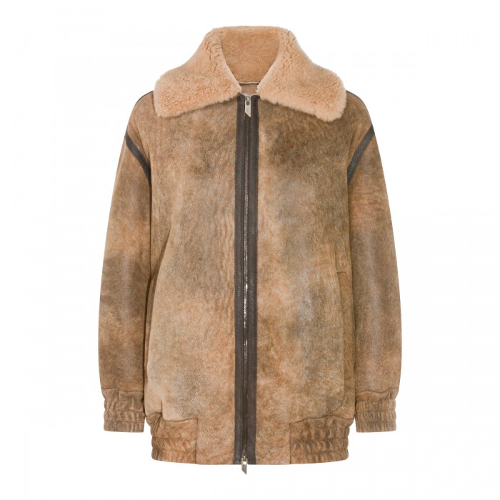 CAMEL LEATHER JACKET