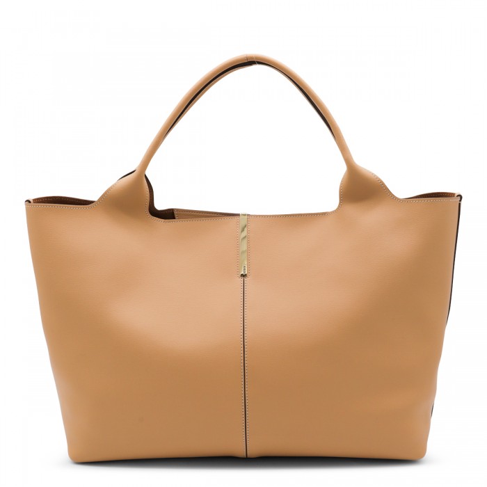 CAMEL LEATHER TOP HANDLE BAG