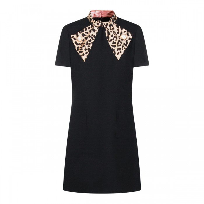 BLACK WOOL MINI DRESS