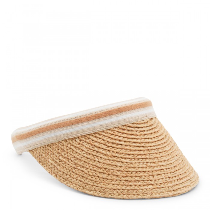 NATURAL AND WHITE RAFFA HAT