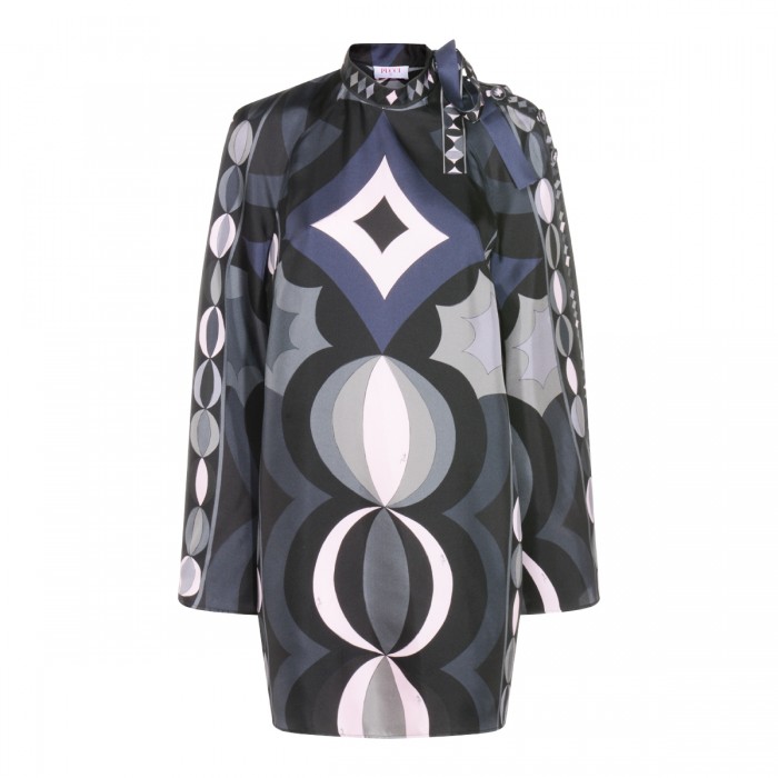 BLACK SILK MINI DRESS