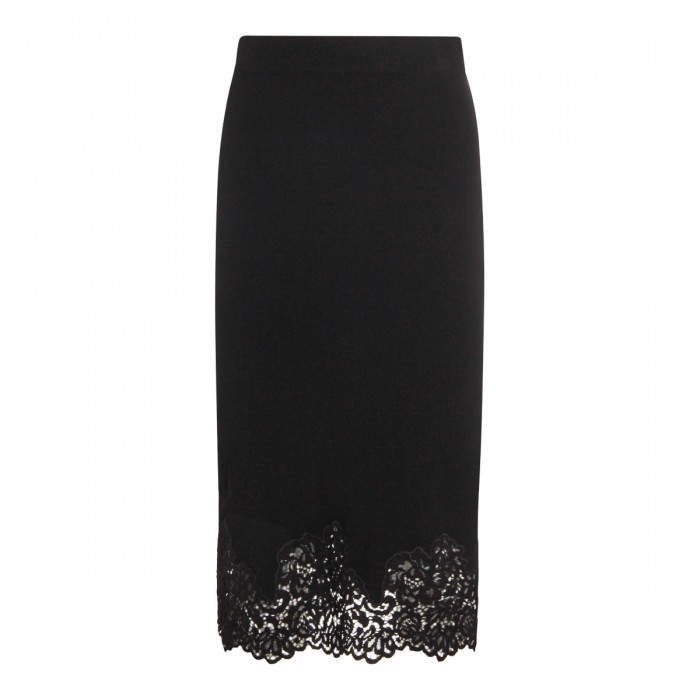 BLACK VISCOSE MIDI SKIRT