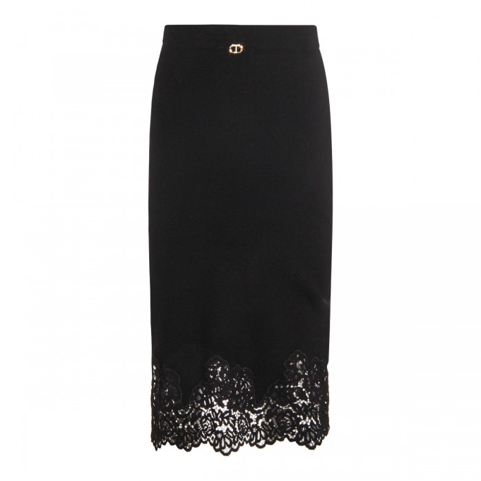 BLACK VISCOSE MIDI SKIRT 2