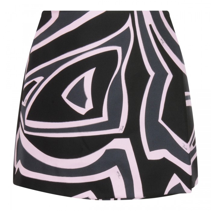 BLACK AND PINK SILK MINI SKIRT
