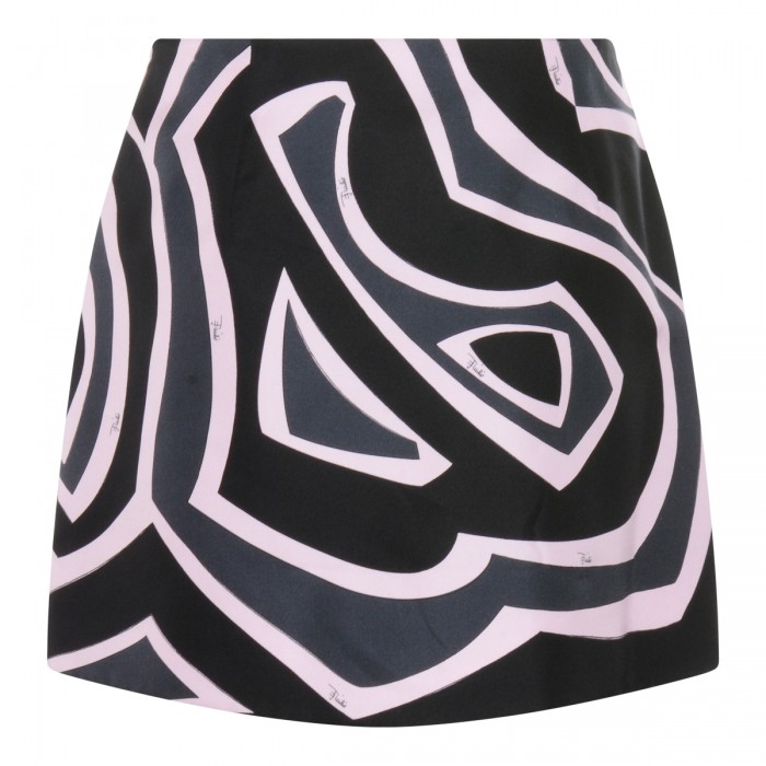 BLACK AND PINK SILK MINI SKIRT 2