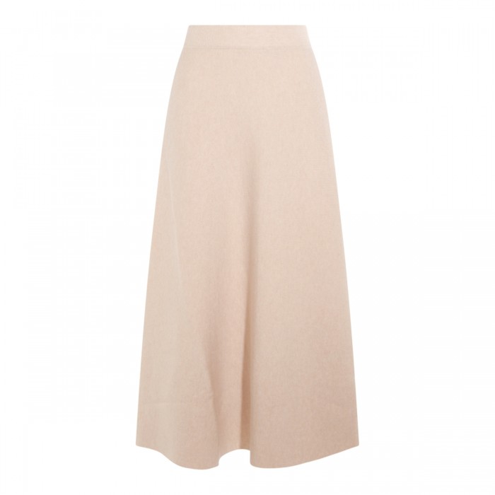 BEIGE WOOL MIDI SKIRT