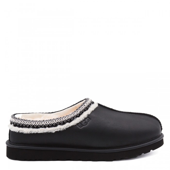 BLACK LEATHER TASMAN FLATS