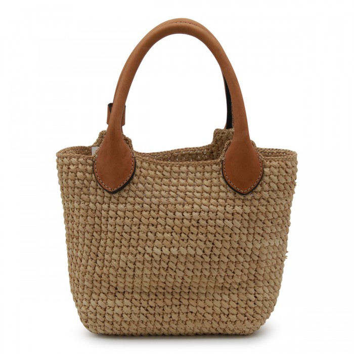 BEIGE RAFFIA SATCHEL