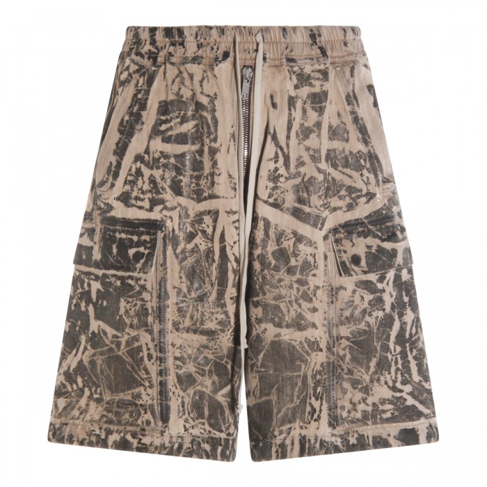 BLACK AND BEIGE COTTON SHORTS