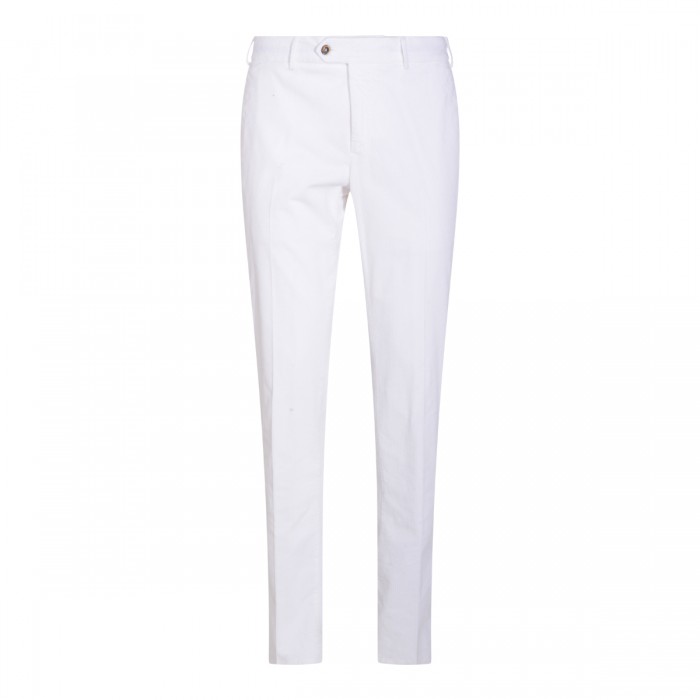 WHITE VIRGIN WOOL SLIM PANTS