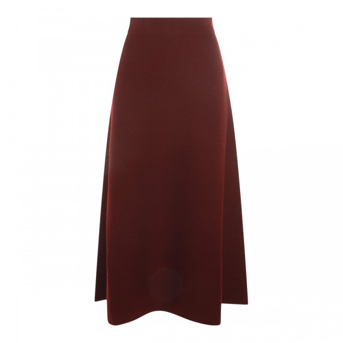DARK RED WOOL MIDI SKIRT