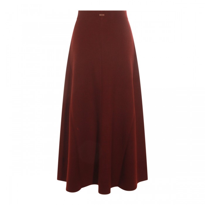 DARK RED WOOL MIDI SKIRT 2