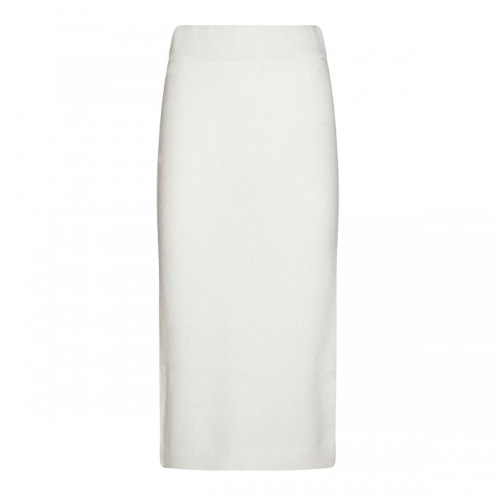 WHITE VISCOSE MIDI SKIRT