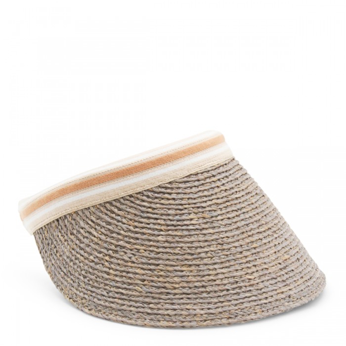 GREY AND BEIGE RAFFIA HAT