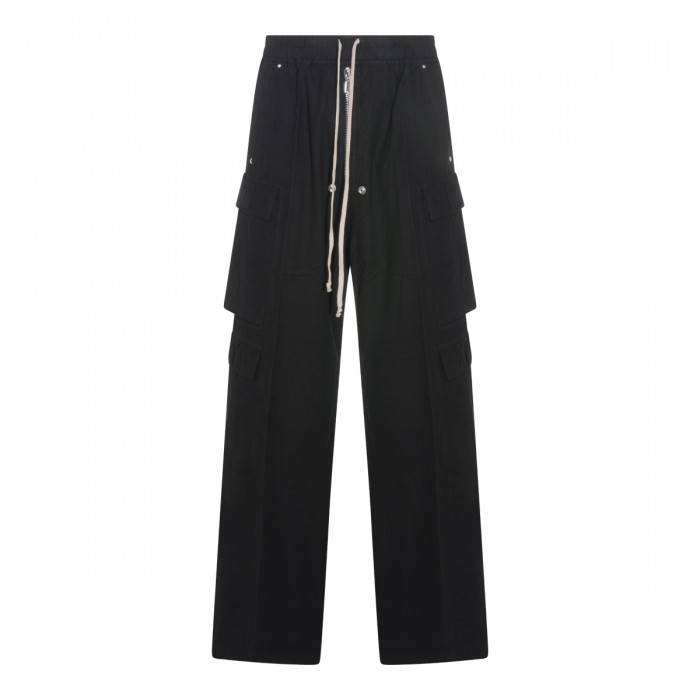 BLACK DOUBLE CARGO JUMBO PANTS