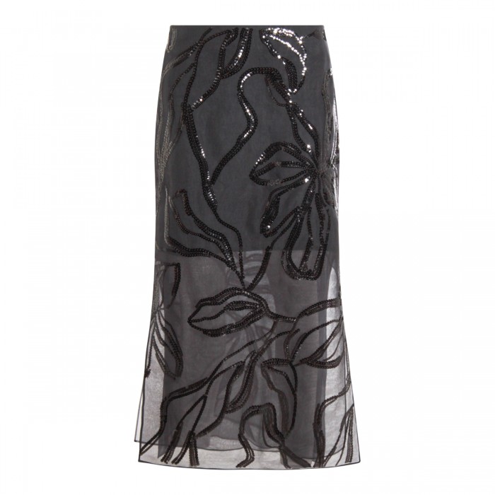 DARK GREY SILK SKIRT