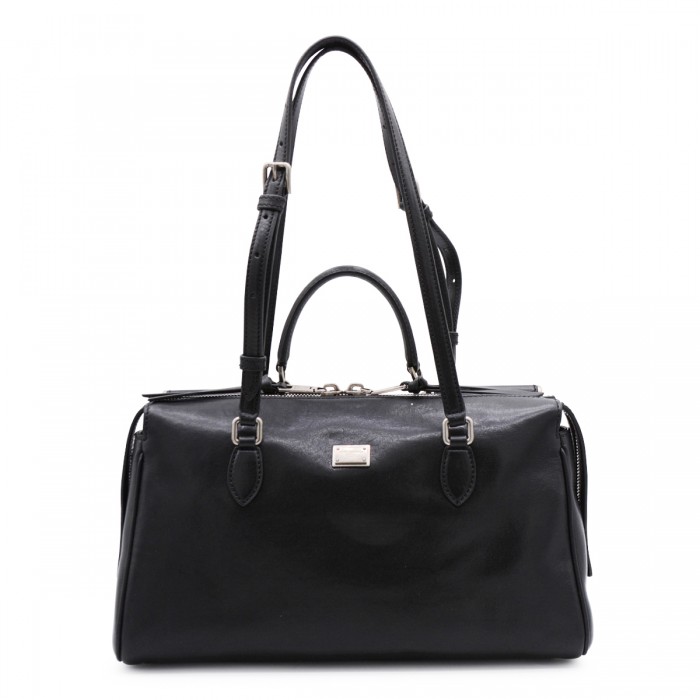 BLACK LEATHER VITTORIA TOP...