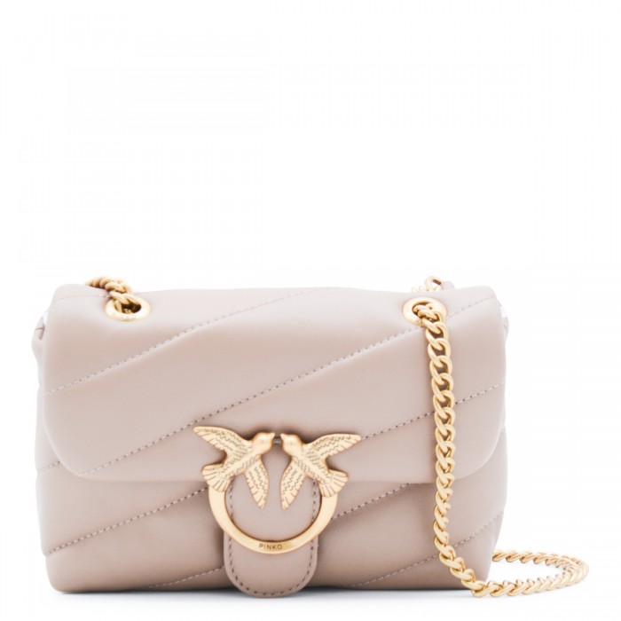 BEIGE LEATHER LOVE PUFF...