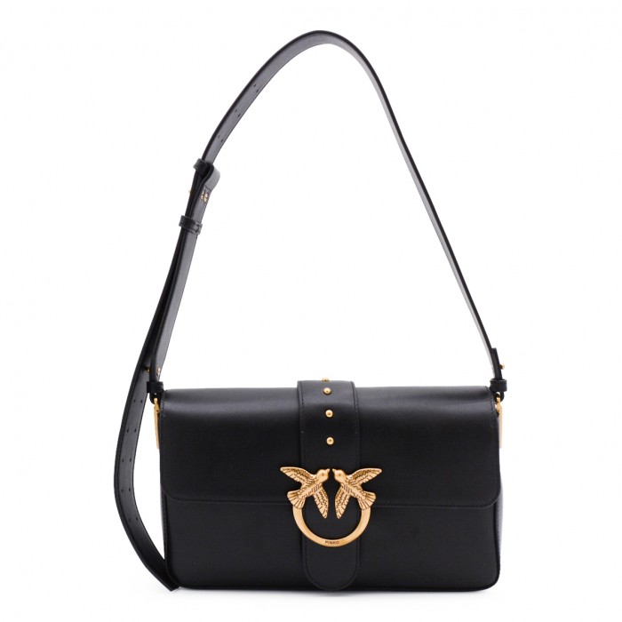 BLACK LEATHER SHOULDER BAG