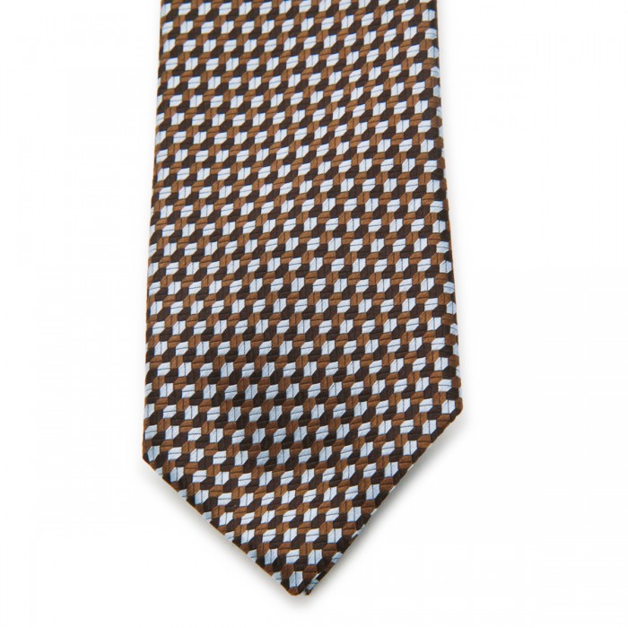BROWN AND WHITE SILK TIE 2